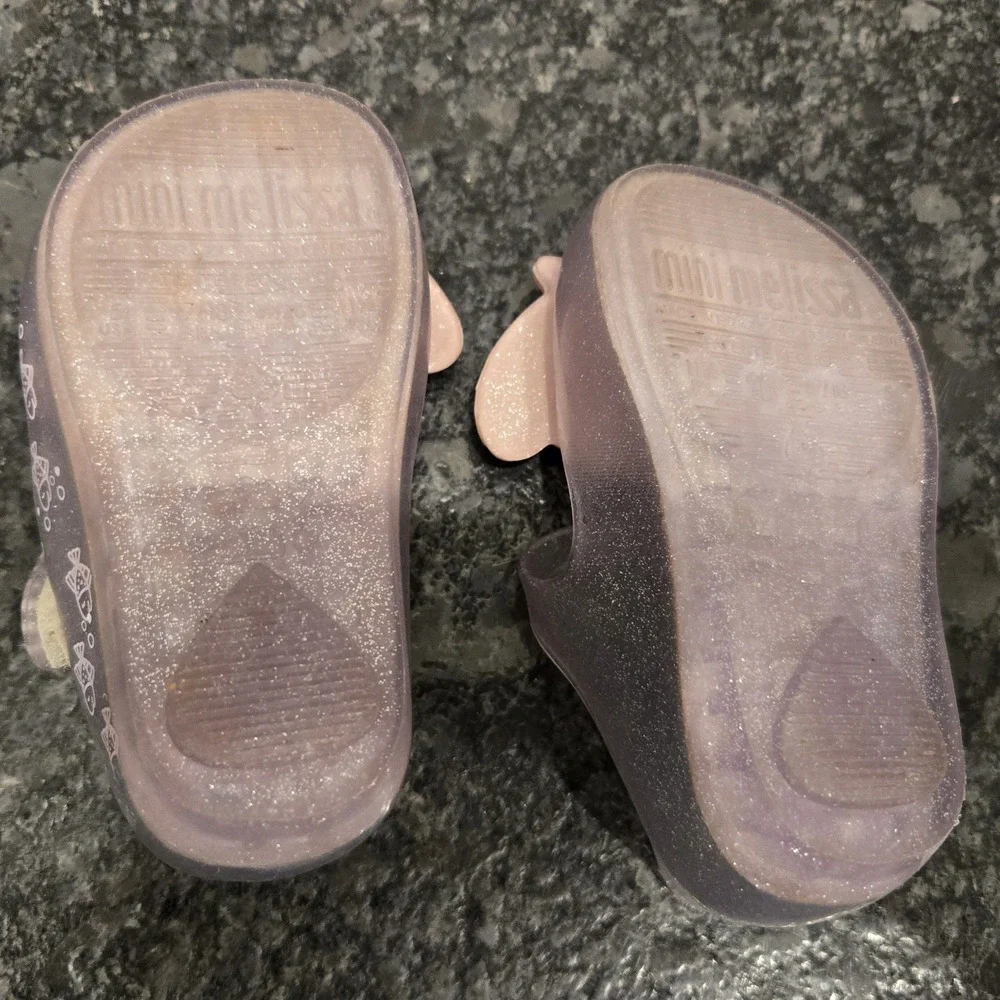 Mini Melissa Ultragirl Baby Shark Pink‎ Glitter Jelly Shoes Toddler Mary Janes